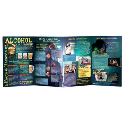 Effects & Hazards of Alcohol folding display for health education from Health Edco with alcohol misuse information, 79012