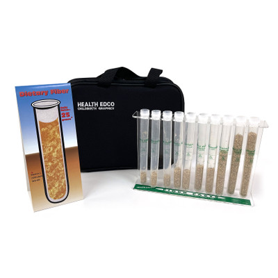 Fiber Facts Test Tubes, health and nutrition education teaching test tube set with carrying case, Health Edco, 79126