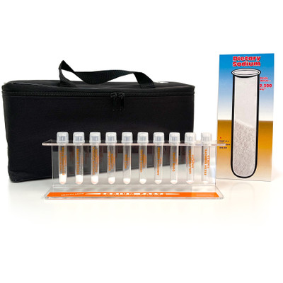 Sodium Facts Test Tubes, Health Edco nutrition education teaching set with tests tubes, tent card, and display case, 79131