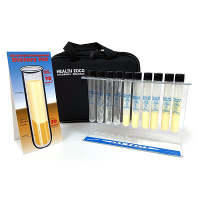 Fat Facts: Comparison Foods Test Tubes, health education and nutrition education test tube set with case, Health Edco, 79135