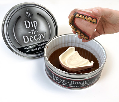 Dip N Decay Model Set, interactive tobacco education tool with giant snuff can and rotted teeth model, Health Edco, 79166