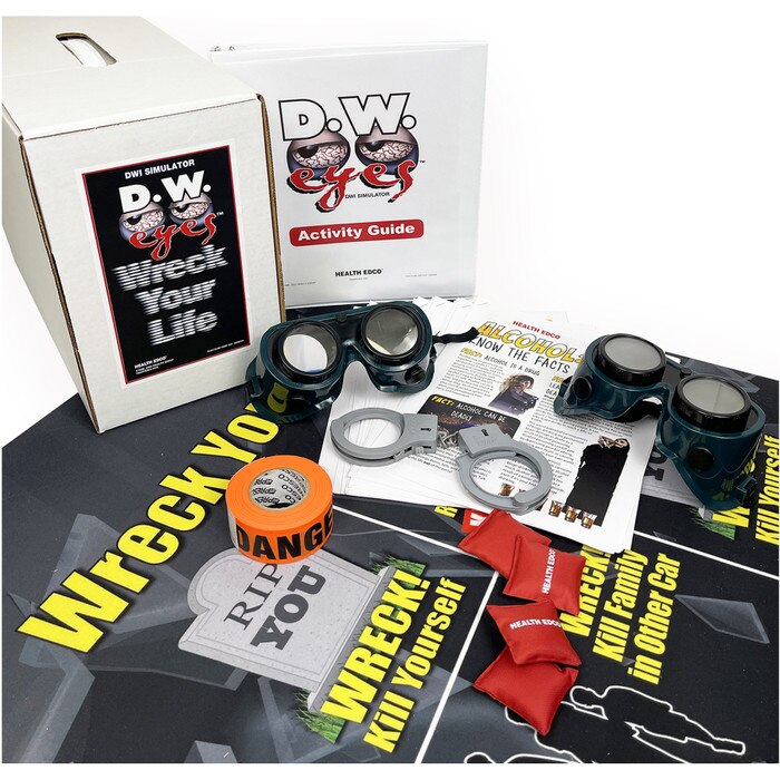 DW Eyes Game Kit With Glasses, alcohol education activity with drunk simulation goggles and game materials, Health Edco 79187