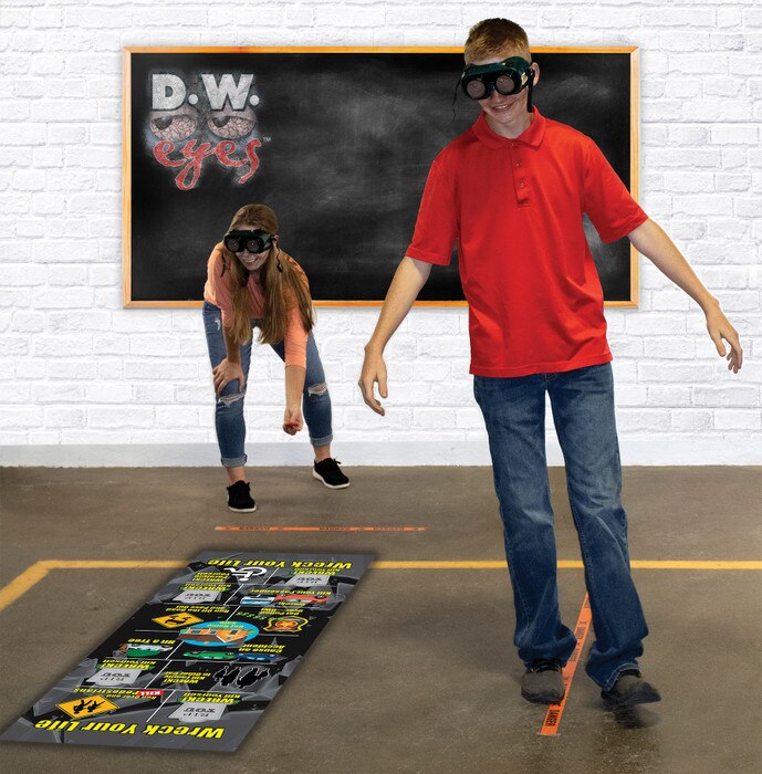 DW Eyes Game Kit With Goggles, students participating in the Wreck Your Life Activity in game kit, Health Edco, 79187