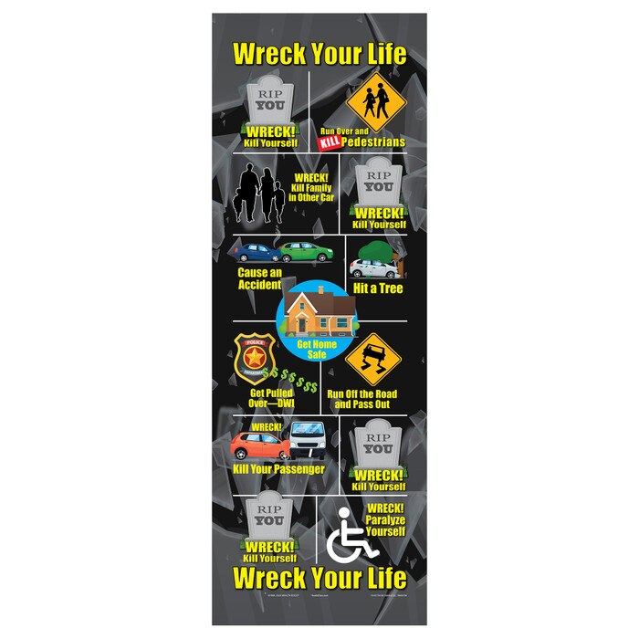 Wreck Your Life Game Mat, DW Eyes Game Kit for alcohol education to show dangers of drunken drivng, Health Edco, 79198
