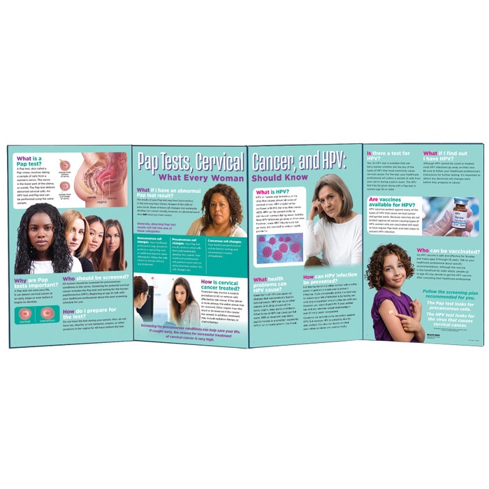Pap Tests, Cervical Cancer and HPV Folding Display, women's health education display and teaching tools, Health Edco, 79311