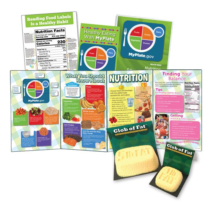 Nutrition Education Guide from Health Edco for health education with fat models and displays with facilitator guide, 79371