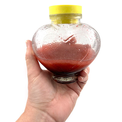 A Day's Worth of Fat Display, Health Edco health education models, heart-shaped bottle with simulated dietary fat, 79728
