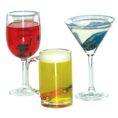 Drunk & Dangerous Beverage Set, alcohol drink models with damaged toy cars inside for health education, Health Edco, 79755