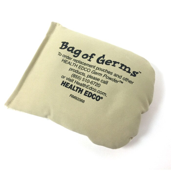 Bag of Germs replacement pouch for glowing Health Edco Germ Powder to teach hand washing for hygiene education, 79782