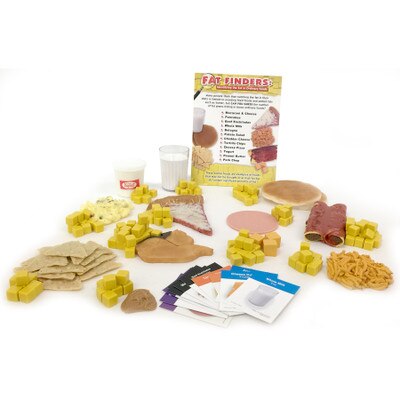 Fat Finders Display, faux food health education activity set with educational activities and fat dice, Health Edco, 79988