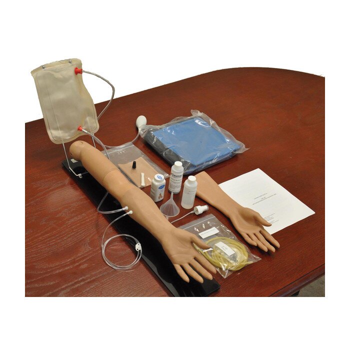 Advanced Multipurpose Venous Training Arm Model, IV IM subcutaneous training simulated blood & pressure bulb, Health Edco, 84374