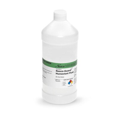 Humectant Fluid Quart bottle, white plastic bottle of fluid with humectant label, Health Edco, 84378