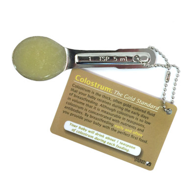 Colostrum: The Gold Standard Display for breastfeeding education from Childbirth Graphics with a teaspoon of colostrum, 85156