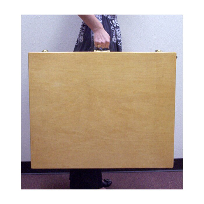 Wooden Case for Plexiglas Display Faux Foods 30 x 24 x 5, large wooden case with handle and drawbolt closure, Health Edco, 96489