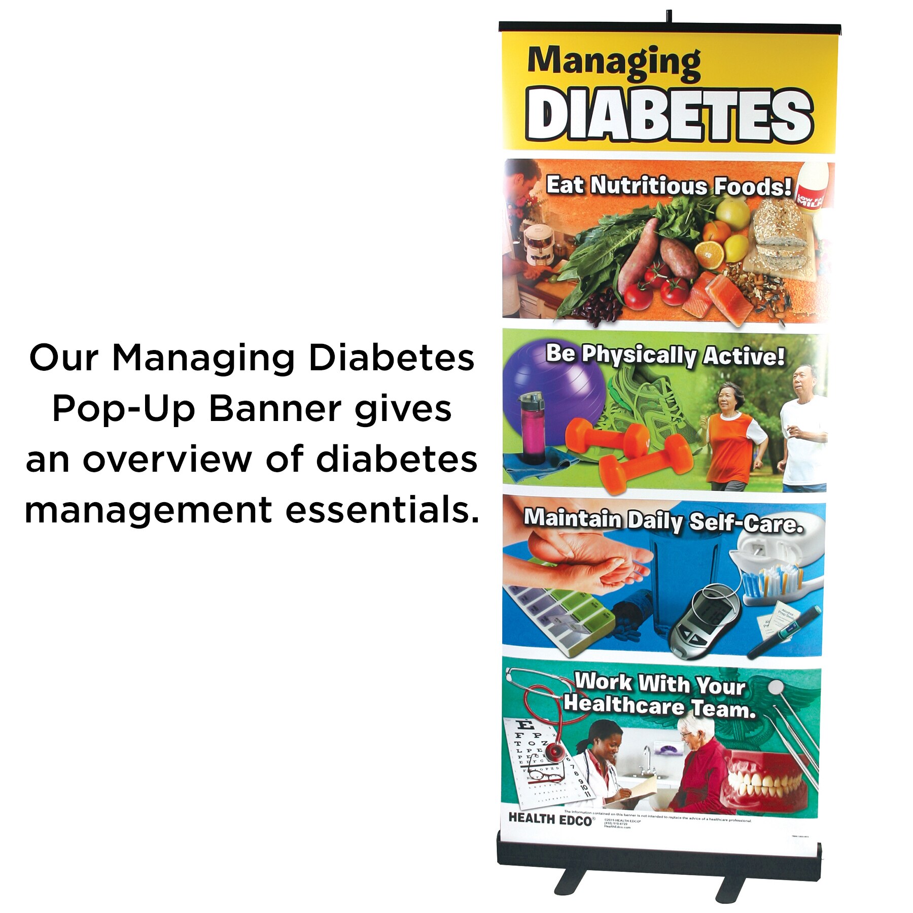 Managing Diabetes Pop-Up Banner for health education from Health Edco, 78944