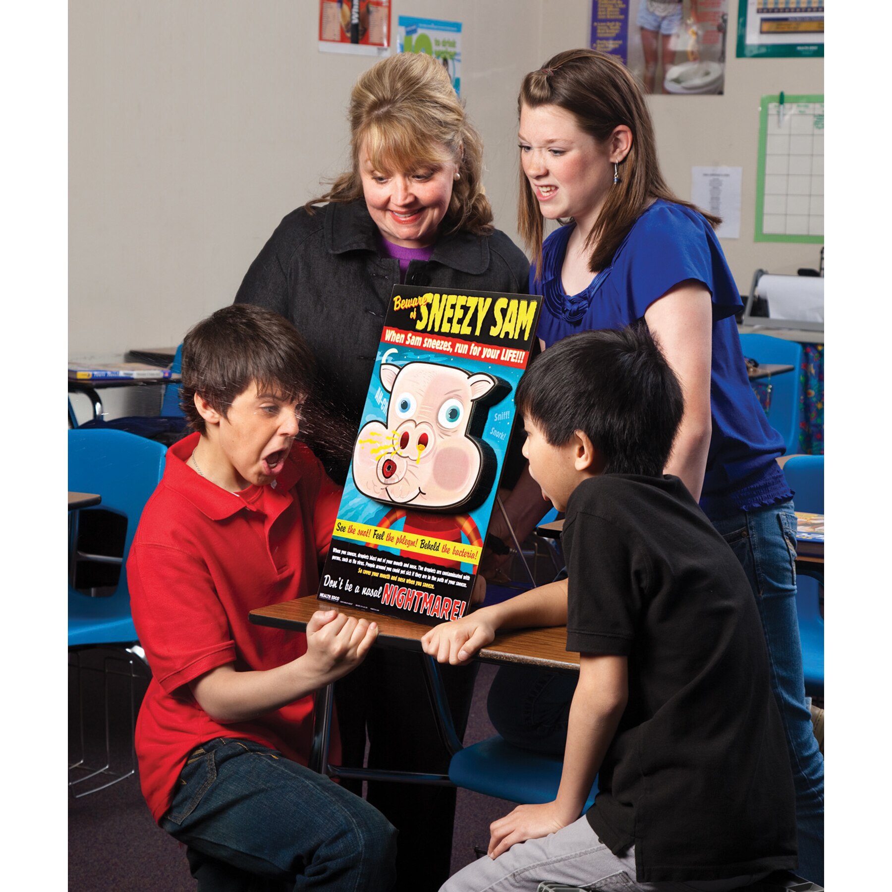 Sneezy Sam Display for hygiene health education from Health Edco