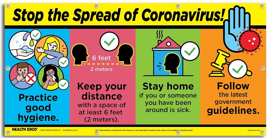 Stop the Spread of Coronavirus Banner from Health Edco