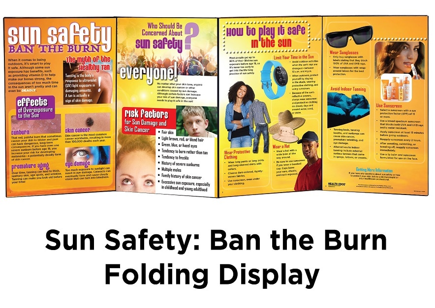 Sun Safety: Ban the Burn Folding Display, health education display to teach skin cancer prevention, Health Edco, 79323