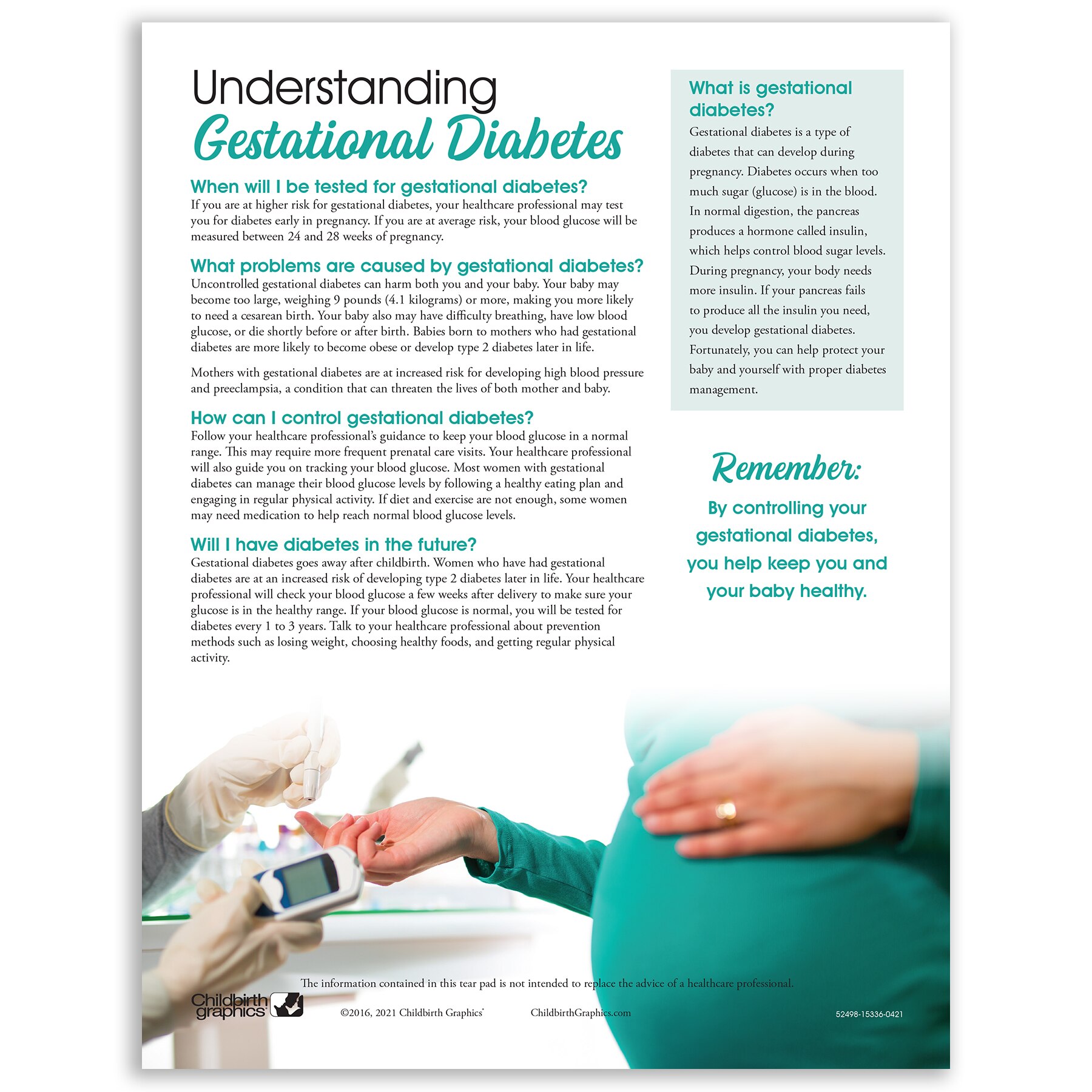 Understanding Gestational Diabetes Tear Pad from Childbirth Graphics